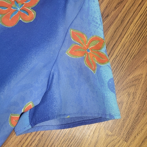 Vintage 80s Panache Floral Pleated Dress Blue Spring Size 14 Made in Canada A53 - Picture 12 of 15